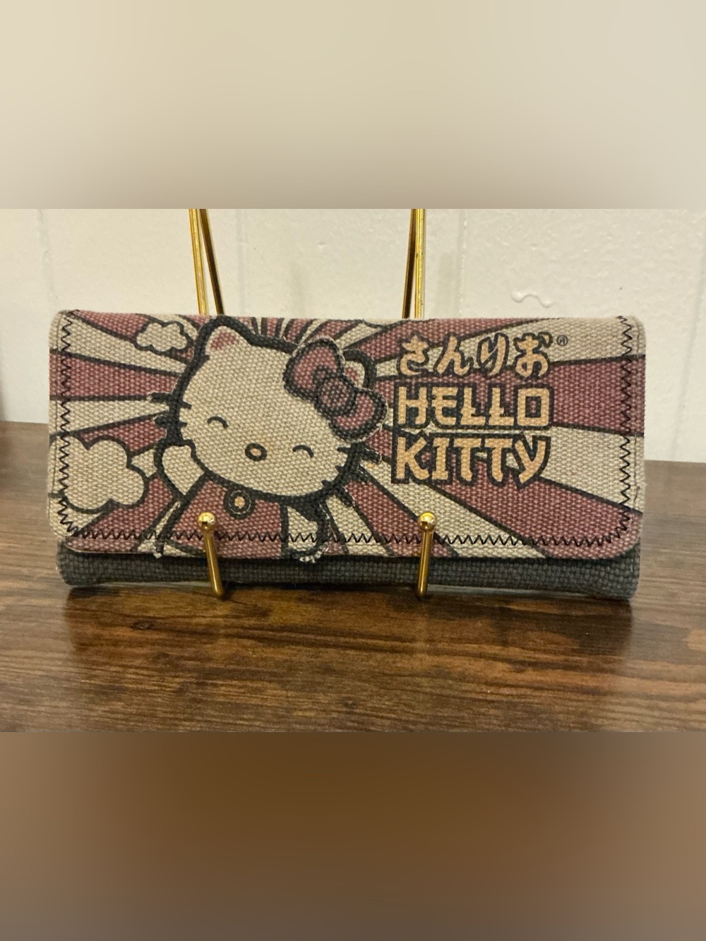 Rare HTF Vintage Sanrio X Loungefly 2010 Hello Kitty Lucky Cat Canvas Wallet